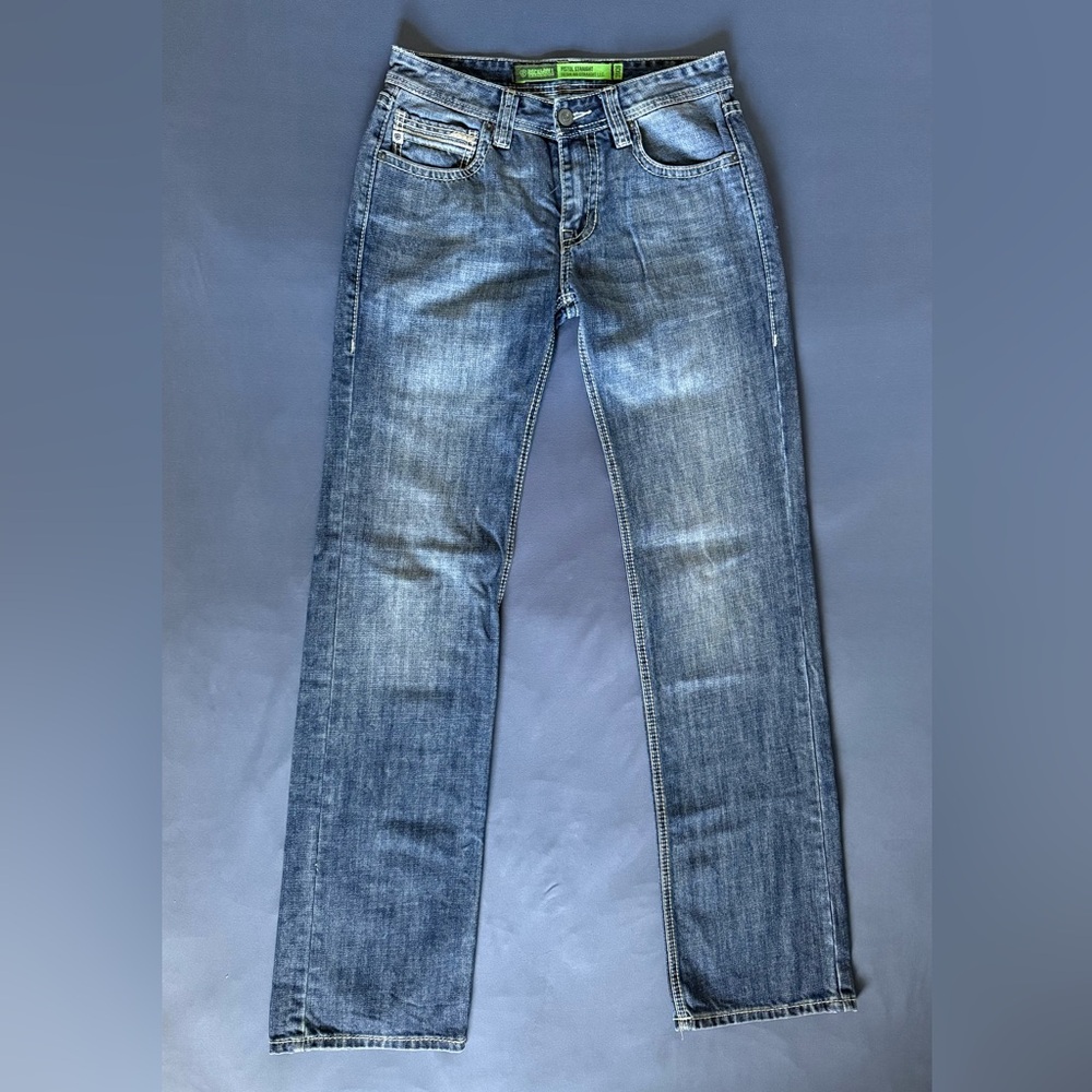 Rock & Roll Denim Pistol Straight Jeans 31x36 - Cream Stitching